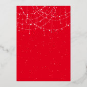 Glam String Light Snow Red Christmas Party Luxus Folieneinladung (Rückseite)