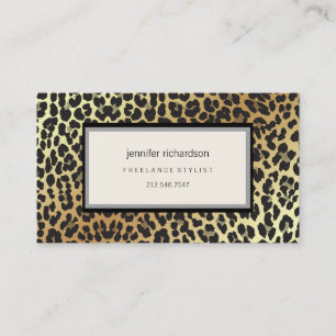 Glam Stylisch Chic Leopard Print und Gold Foil Loo Visitenkarte