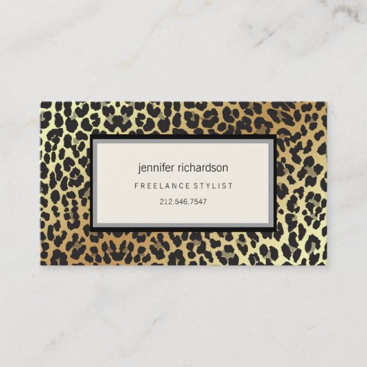 Glam Stylisch Chic Leopard Print und Gold Foil Loo Visitenkarte (Vorderseite)