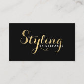 Glam Stylist Script Text Gold/Schwarz Visitenkarte (Vorderseite)