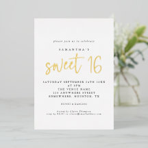 Glam Sweet 16 Birthday Party Script Real Foil Invi
