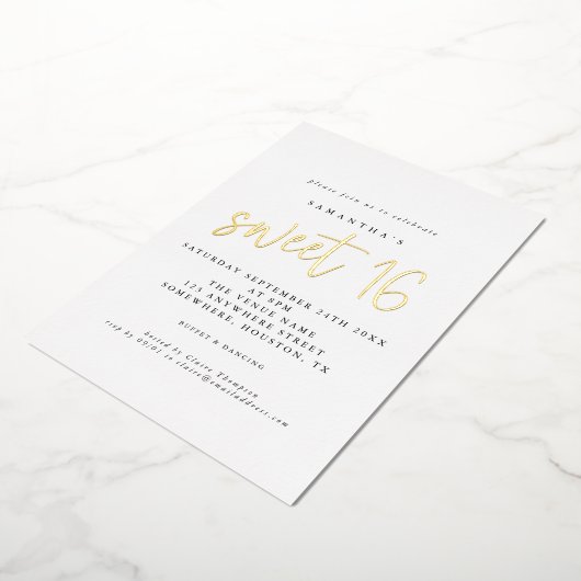 Glam Sweet 16 Birthday Party Script Real Foil Invi Folieneinladung (Gedreht)