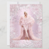 Glam Sweet 16 Pink Silver Winter Wunderland Tiara Einladung (Rückseite)