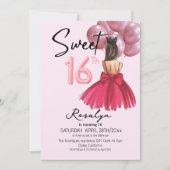 Glam Sweet 16 Princess Birthday Party Einladung (Vorderseite)