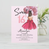 Glam Sweet 16 Princess Birthday Party Einladung (Stehend Vorderseite)