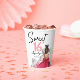 Glam Sweet 16 White Pink Princess Balloons Pappbecher