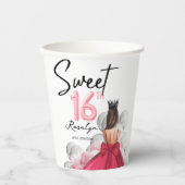 Glam Sweet 16 White Pink Princess Balloons Pappbecher (Vorderseite)