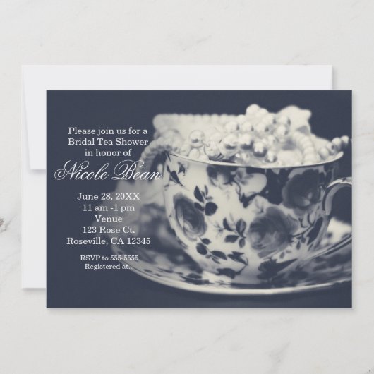 Glam Tea & Pearls Einladung (Vorderseite)