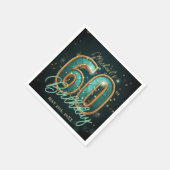 Glam Teal and Gold Elegant 60th Birthday Party Serviette (Ecke)