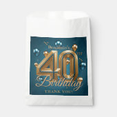 Glam Teal Blue Gold Balloons 40th Birthday Party Geschenktütchen (Vorderseite)