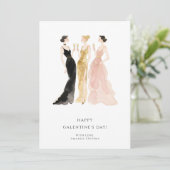 Glam Three Pretty Elegant Women Galentine's Day Karte (Stehend Vorderseite)