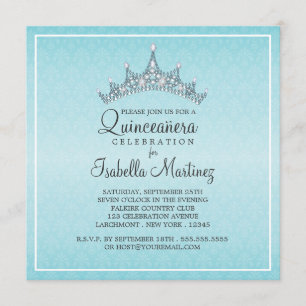 Glam Tiara Quinceanera Feier Einladung