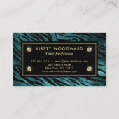 Glam Tiger Streifen Muster für aquamarine und gold Visitenkarte (Rückseite)