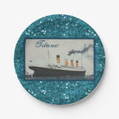 Glam Titanic Saphire Glitzer Pappteller (Vorderseite)