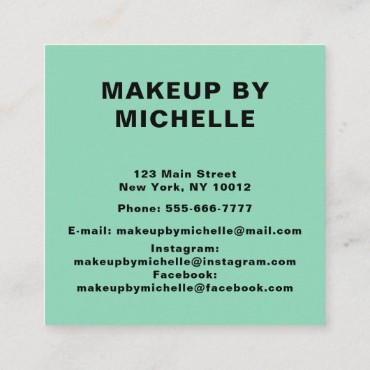 Glam Trendy Modern Artistic Beruflich Quadratische Visitenkarte (Rückseite)