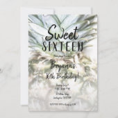 Glam Tropical Pineaple Sweet 16 Birthday Party Einladung (Vorderseite)