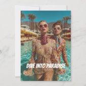 Glam Tropical Pool Party Vibes Einladung (Vorderseite)