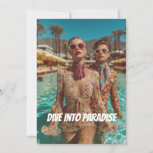 Glam Tropical Pool Party Vibes Einladung