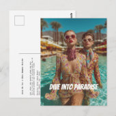 Glam Tropical Pool Party Vibes Postkarte (Vorne/Hinten)