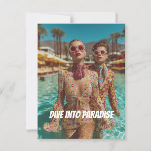 Glam Tropical Pool Party Vibes Postkarte