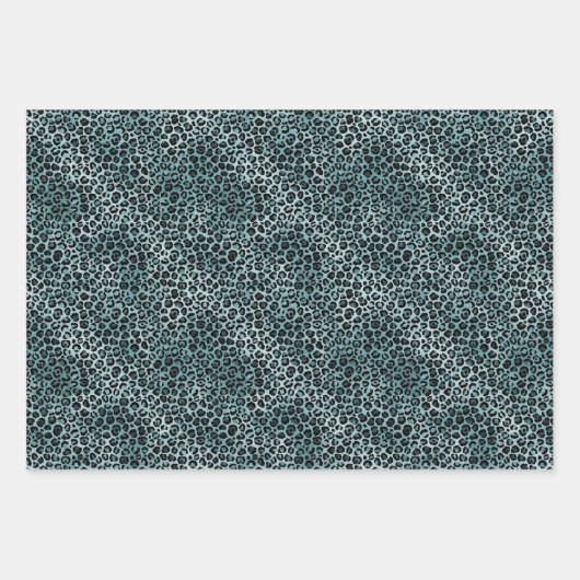 Glam Türkis Aquamarin Blue Leopard Print Glitzer Geschenkpapier Set (Vorderseite)