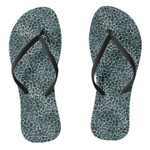 Glam Türkis Aquamarin Blue Leopard Print Ombre Badesandalen