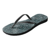 Glam Türkis Aquamarin Blue Leopard Print Ombre Badesandalen (Schrägansicht)