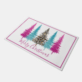 Glam Türkis und Pink Weihnachtsbaum Fußmatte (Schrägansicht)