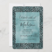 Glam Turquoise Aquamarin Blue Leopard Print Einladung (Vorderseite)