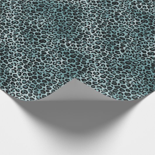 Glam Turquoise Aquamarin Blue Leopard Print Geschenkpapier (Ecke)