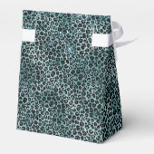 Glam Turquoise Aquamarin Blue Leopard Print Glitze Geschenkschachtel (Rückseite)