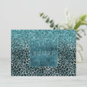 Glam Turquoise Aquamarin Blue Leopard Print Glitze Karte (Stehend Vorderseite)