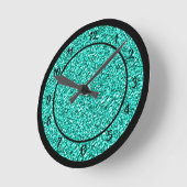 Glam Turquoise Blue Glitzer Sparkle Runde Wanduhr (Winkel)
