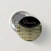 Glam Turquoise Harlequin Personalisiert Button (Vorne & Hinten)