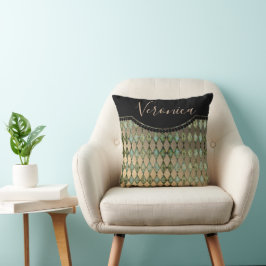Glam Turquoise Harlequin Personalisiert Kissen