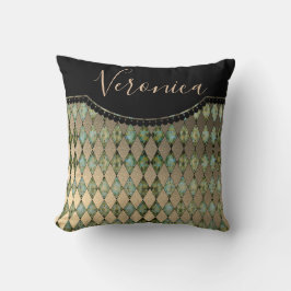 Glam Turquoise Harlequin Personalisiert Kissen
