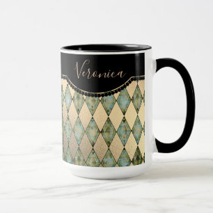 Glam Turquoise Harlequin Personalisiert Tasse