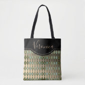 Glam Turquoise Harlequin Personalisiert Tote Bag Tasche (Vorderseite)
