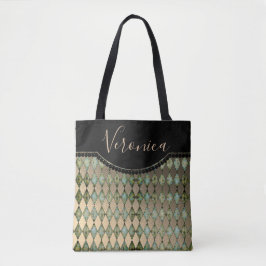Glam Turquoise Harlequin Personalisiert Tote Bag Tasche