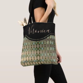 Glam Turquoise Harlequin Personalisiert Tote Bag Tasche