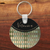 Glam Turquoise Harlequin Personalisierter Schlüsse Schlüsselanhänger (Vorderseite)