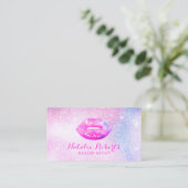 Glam Unicorn Glitzer Chic Lips Makeup Artist Visitenkarte (Stehend Vorderseite)