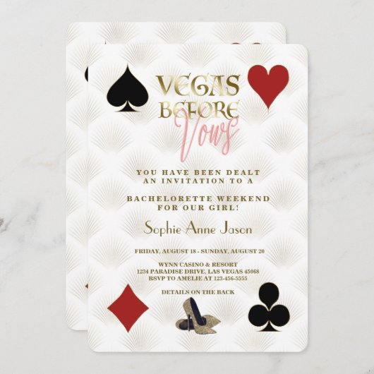Glam Vegas Before Vows Casino Gatsby Bachelorette Einladung (Vorne/Hinten)