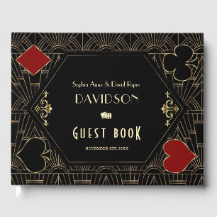 Glam Vegas Casino Gold Art Deco Hochzeit  Gästebuch