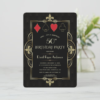 Glam Vegas Casino Royale Art Deco 50. Geburtstag Einladung