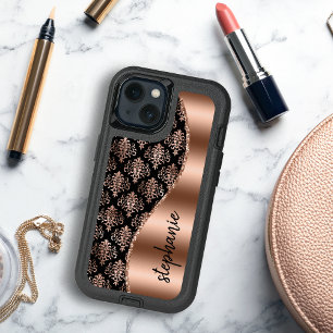 Glam Vintag Damask Muster Rose Gold Schwarz