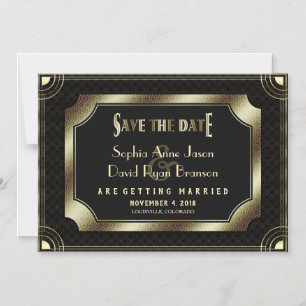 Glam Vintag Gold Great Gatsby Art Deco Hochzeit Magneteinladung