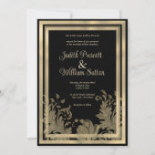 Glam Vintage Goldmedaille Blütenhochzeit Einladung (Vorderseite)