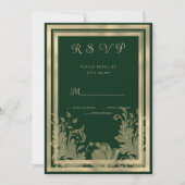 Glam Vintages Schwarzes Gold Spitze Blumenzwiebeln Einladung (Vorderseite)