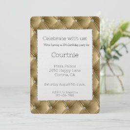 Glam Warm Gold Imitats Velvet Geburtstag Einladung